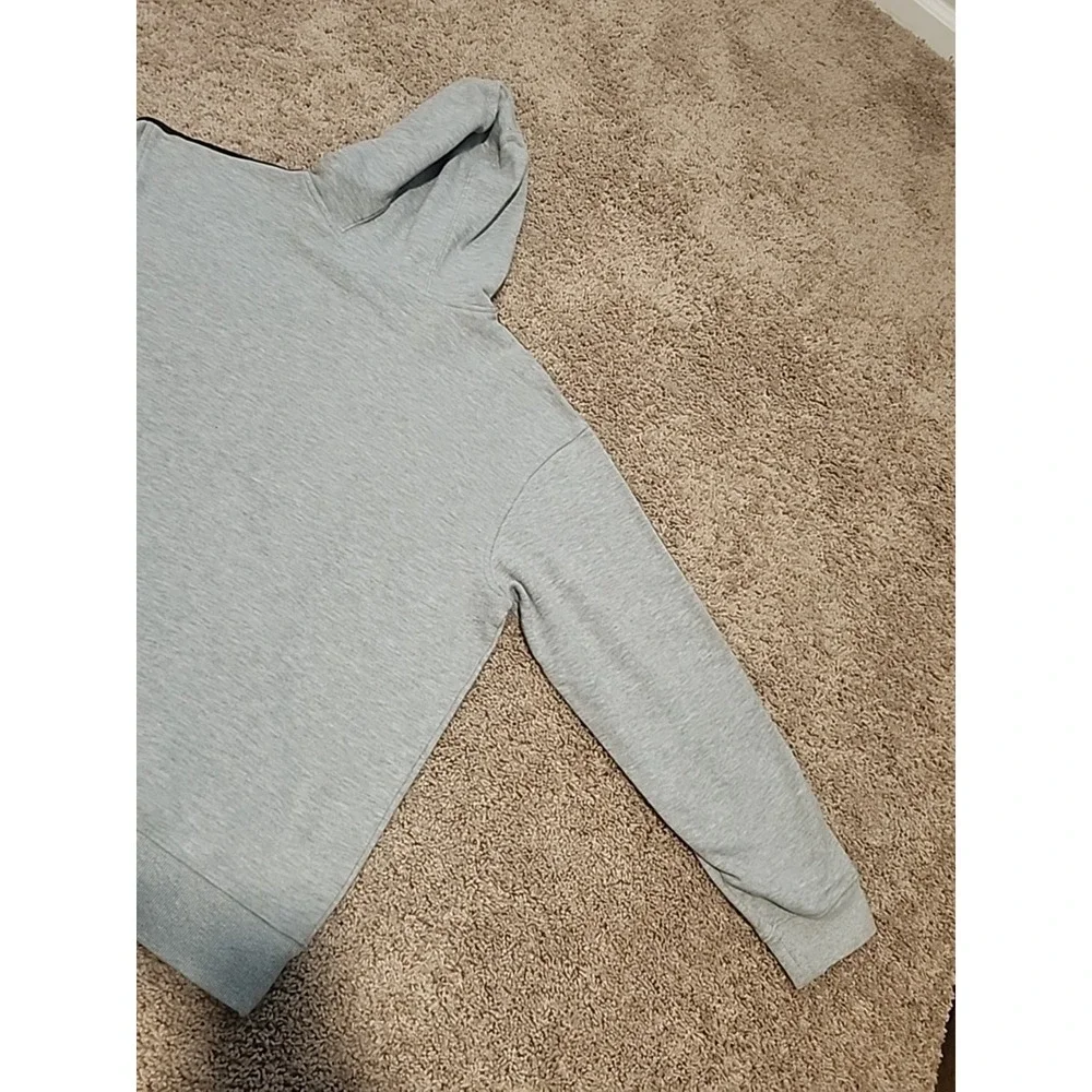 Vintage Adidas‎ Men's Large Hoodie Pullover Gray Striped Sleeves - Excellent